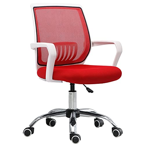 Schreibtischstuhl, Bürostuhl, Netz-Schreibtischstuhl, ergonomischer Computerstuhl mit Lordosenstütze, Verstellbarer Chefsessel, rollende Drehstühle, Computerstuhl (Farbe: Rot) Stabilize von YRPEVFGAS