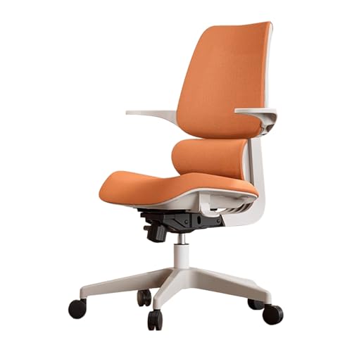 Schreibtischstuhl, Bürostuhl Ergonomisch mit Lordosenstütze, Sitztiefe Verstellbar, Rückwärtssitzposition, für Zuhause, Schlafsaal, Arbeitszimmer(Orange) von Generic