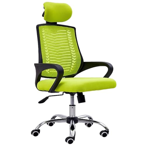 Schreibtischstuhl, Ergonomischer Bürostuhl mit Höhenverstellung, Mittelhoher Grüner Netz-Drehstuhl mit Chromfuß und Armlehnen, für EIN Komfortables Arbeitserlebnis von Generic