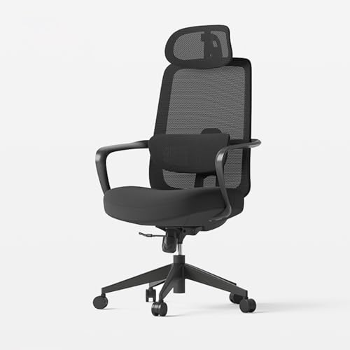 Schreibtischstuhl, Ergonomischer Gaming Stuhl mit Verstellbarer Kopfstütze und Lordosenstütze, Integrierte Bogenförmige Armlehne, Geeignet für Büros, Konferenzräume, Spielzimmer(Black) von Generic