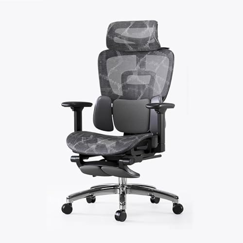 Schreibtischstuhl aus Netzgewebe, Ergonomischer Bürostuhl mit Dynamischer Lordosenstütze, Verstellbarer Kopfstütze und Armlehnen, für Büro, Schlafsaal, Spielzimmer(Black) von Generic