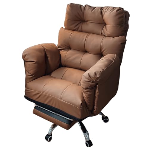 Schreibtischstuhl mit Rollen Leder Computerstuhl 360° Drehbar Verstellbare Rückenlehne und Höhe Bürostuhl Sessel für Die Arbeit zu Hause, Studium(Brown) von Generic