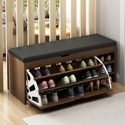 Schuhaufbewahrungsbänke Schuhbank Mit Ablage, Schuheingangsbank Mit Lift-top-aufbewahrungsbox, 3-stöckige Schuhregalbank Mit Flip-schublade, Für Den Eingangsbereich Slim, Wohn, Brown, 100cm Schuhaufbewahrungsbänke Schuhbank Mit Ablage, Schuheingangsbank Mit Lift-top-aufbewahrungsbox, 3-stöckige Schuhregalbank Mit Flip-schublade, Für Den Eingangsbereich Slim, Wohn, Brown, 100cm von Generic
