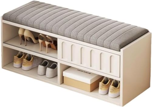 Schuhaufbewahrungsbank S für den Eingangsbereich, mit Metallfüßen und weichen Kissen, Regal (Größe: 60 cm, Farbe: einfarbig) von Generic
