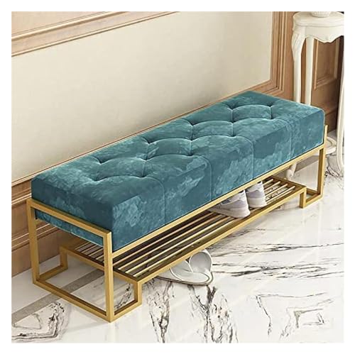 Schuhaufbewahrungsbank für den Flur, gepolsterter Eingangsbereich mit Samtpolsterung, 3-stöckiger Regal-Organizer (Farbe: Beige, Größe: 80 x 38 x 42 cm) von Generic