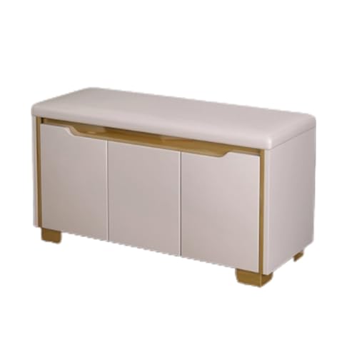 Schuhbank, Massivholzschrank, Schuhschrank mit weichem Kissen, Aufbewahrungsschrank, geeignet for Eingangsbereich, Wohnzimmer, Flur und Schlafzimmer(Color1,87x35x48cm) von Generic