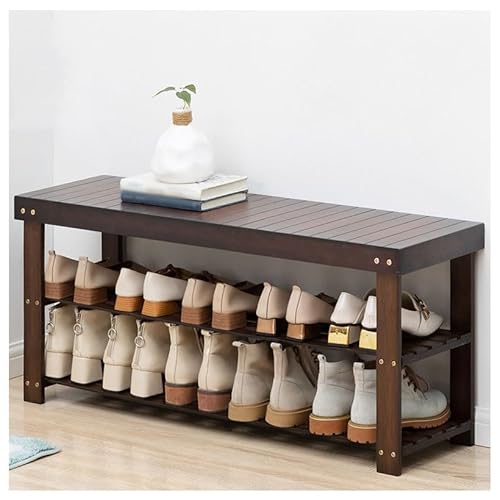 Schuhbank,Schuhregal Bambus,Schuhbank mit Stauraum,Schuhregal mit 3 Ebenen,Flurbank,Schuhbank mit Holzplatte,Schuhschrank mit Sitzbank,für Flur,Wohnzimmer,Schlafzimmer(B,96cm) von Generic