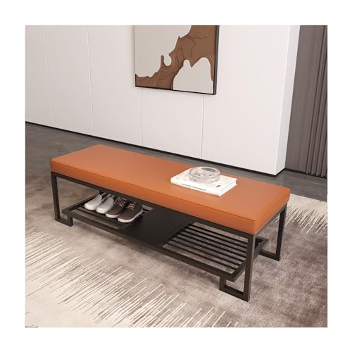Schuhregal, Schuhbank, Organizer mit Kissen, Regal-Organizer, Robustes, freistehendes Metallregal, für Eingangsbereich, Flur, Schlafzimmer oder Wohnzimmer (Farbe: Orange, Größe: 120 x 33 x 3 von Generic