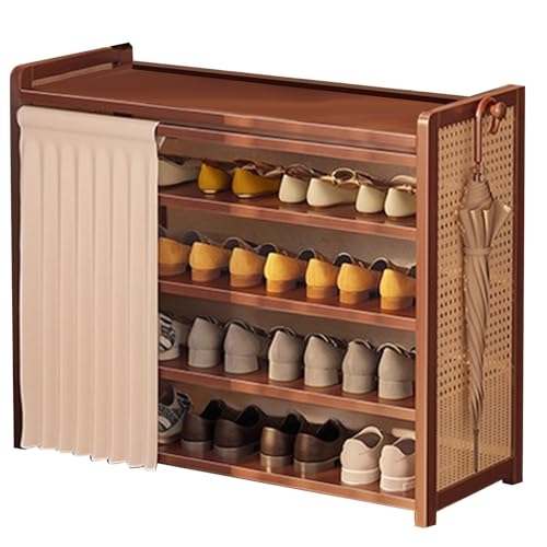 Schuhregal für Den Eingang Zur Haustür mit Staubdichtem Vorhang Kunststoff-Rattan-Rahmen-Design Schuhaufbewahrung für Den Eingangsbereich(100 * 25 * 79cm) von Generic