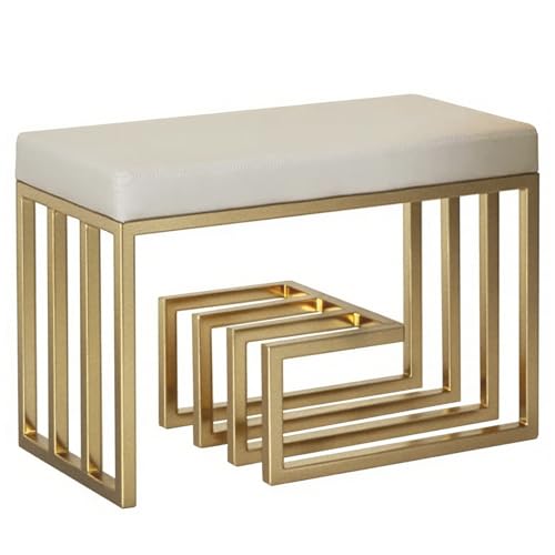 Schuhregal mit Sitzbank Schwarz Modern Schuhbank mit Metallrahmen und PU Gepolstertem Sitz Polsterbank mit Stauraum für Eingangsbereich, Schlafzimmer, Flur(Gold,23.62in/60cm) von Generic