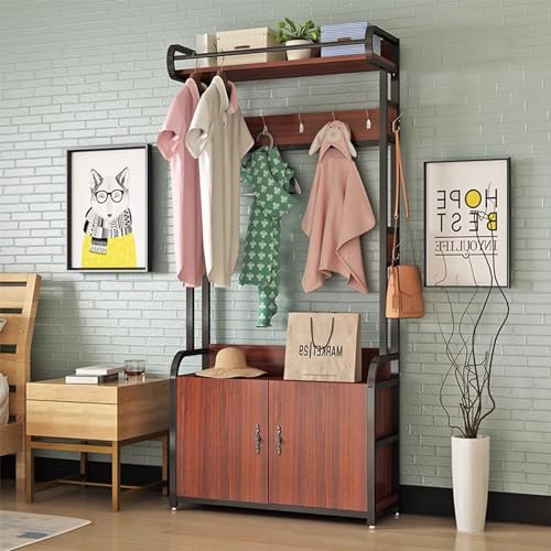 Schuhregalhocker, Garderobenständer für den Eingangsbereich mit Schuhaufbewahrungsbank und Garderobe, 4-in-1-Design mit 5 Haken an der Tür für Flur oder Schlafzimmer von Generic