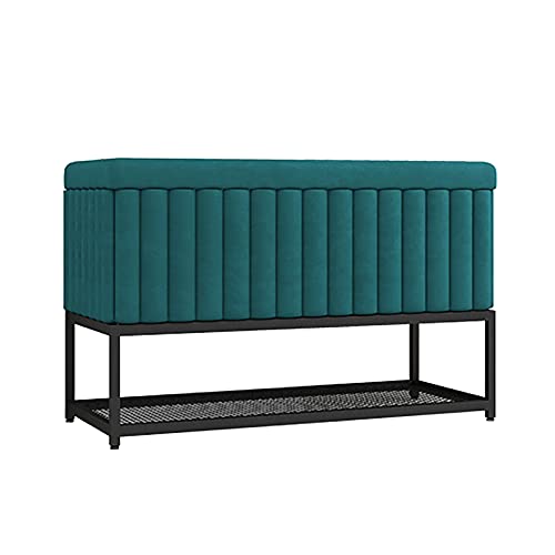 Schuhregalhocker, Schuhaufbewahrungsbank aus Samt mit Schuhregal aus Metall und Ottomanensitz, moderner Eingangsbereich und luxuriöses Schuhregal für 80 x 47 x 35 cm Platz von Generic