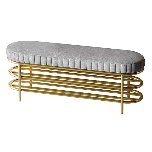 Schuhregalhocker, Schuhbank aus Metall, Eingangsbereichshocker mit Sitz und Stauraum, Gold-Finish, schmale Flurbank für das Wohnzimmer, 2-stöckiges Schuhregal Schuhregalhocker, Schuhbank aus Metall, Eingangsbereichshocker mit Sitz und Stauraum, Gold-Finish, schmale Flurbank für das Wohnzimmer, 2-stöckiges Schuhregal von Generic