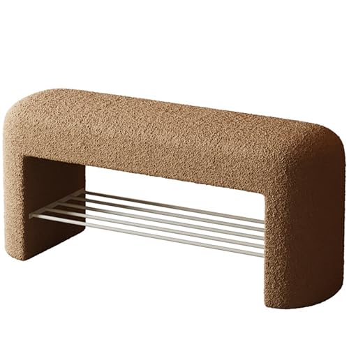 Schuhregalhocker, gepolsterte Schuhbank mit Ablage für den Eingangsbereich, Khaki/Weiß, 100 cm Schuhregalhocker, gepolsterte Schuhbank mit Ablage für den Eingangsbereich, Khaki/Weiß, 100 cm von Generic