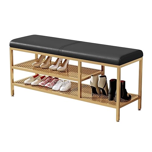 Schuhregalhocker, goldene Eingangsbank mit Schuhregal, Moderne Schuhaufbewahrungs-Organizer-Bank mit PU-gepolsterter Kunstledersitzfläche für Flur, Wohnzimmer, Schlafzimmer. Schuhregalhocker, goldene Eingangsbank mit Schuhregal, Moderne Schuhaufbewahrungs-Organizer-Bank mit PU-gepolsterter Kunstledersitzfläche für Flur, Wohnzimmer, Schlafzimmer. von Generic