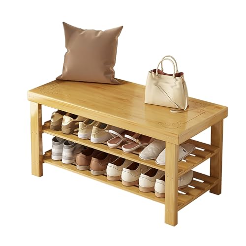 Schuhregalhocker Bambus-Schuhbank mit Ablage und Sitz Schuhregalhalter für Eingangsbereich und Wohnzimmer 3-stufige Schuhregalbank mit geschnitztem Hocker Holzschuhhalter (Farbe: Holz Größe: Schuhregalhocker Bambus-Schuhbank mit Ablage und Sitz Schuhregalhalter für Eingangsbereich und Wohnzimmer 3-stufige Schuhregalbank mit geschnitztem Hocker Holzschuhhalter (Farbe: Holz Größe: von Generic