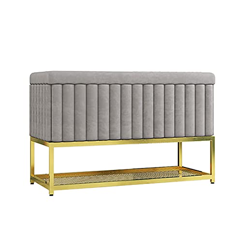 Schuhregalhocker Moderne Schuhaufbewahrungsbank mit Samtsitz und Schuhregal aus Metall Stilvolles Schuhregal für den Eingangsbereich nizer 24x19x14inch Schuhregalhocker Moderne Schuhaufbewahrungsbank mit Samtsitz und Schuhregal aus Metall Stilvolles Schuhregal für den Eingangsbereich nizer 24x19x14inch von Generic