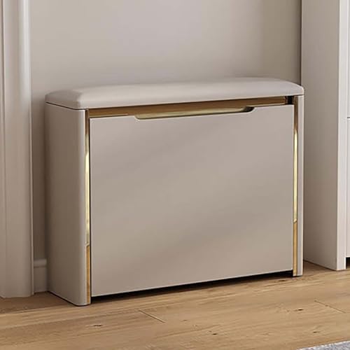 Schuhschrank Mit Sitzbank Schuhregal Mit Sitzfläche Für Eingangsbereich Sitzbank Mit Gepolsterter Sitzfläche Schuhschrankbank Mit Stauraum Für Wohnzimmer Veranda Schlafzimmer(Khaki,60x17x47.5cm) von Generic