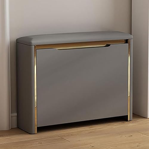 Schuhschrank Mit Sitzbank Schuhschrankbank Mit Stauraum Schuhregal Mit Sitzfläche Sitzbank Mit Gepolsterter Sitzfläche Für Eingangsbereich Wohnzimmer Veranda Schlafzimmer(Dark Gray,60x24x47.5cm) von Generic
