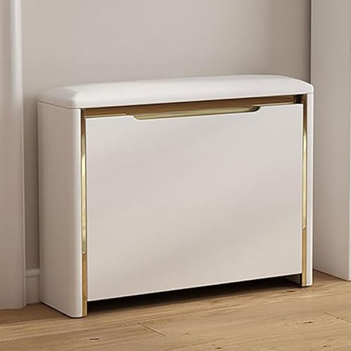 Schuhschrank Mit Sitzbank Schuhschrankbank Mit Stauraum Schuhregal Mit Sitzfläche Sitzbank Mit Gepolsterter Sitzfläche Für Eingangsbereich Wohnzimmer Veranda Schlafzimmer(Wit,80x17x47.5cm) von Generic