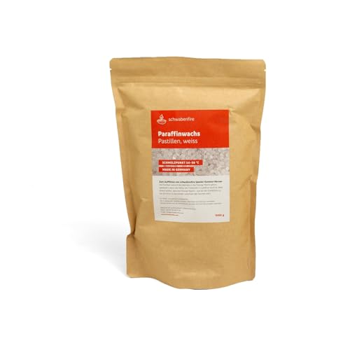 Schwabenfire Paraffin Wachs nachfüllset 1kg Kerzenwachs wachs für Kerzen wachs perfekt um Kerzen selber zu Machen Geruchsneutrales Kerzenwachs kerzenwachs zum gießen Schwabenfire Wachs RegioLust von Generic