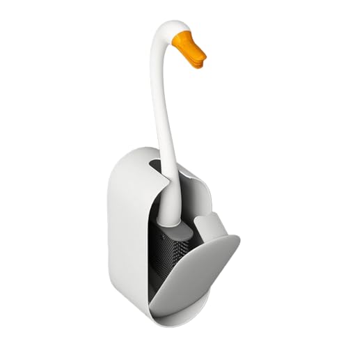 Schwan Toilettenbürste – Toilettenbürste zur Wandmontage | Kompakte Toilettenbürste | Rutschfreier Griff | Swan Design Space-Sauage Zubehör Abstauber mit Flüssigkeitsaufbewahrung von Generic