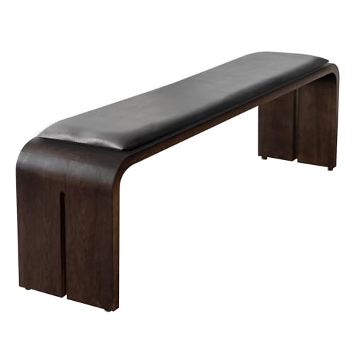 Schwarz Esszimmer Bank 140 cm mit Polster Massivholz Sitzbank Flur Robust Bettbank Modern Abgerundete Ecken für Wohnzimmer Schlafzimmer Eingang, Höhe 40 cm(Brown 02,55.1in/140cm) von Generic