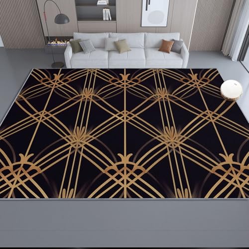 Schwarz Kurzflor Teppich, Exquisit Stilvoll Geometrisch Linien bedruckter Weich Waschbar Teppich Wohnzimmer für Esszimmer Büro Schlafzimmer Flur - 160 x 230 cm Schwarz Kurzflor Teppich, Exquisit Stilvoll Geometrisch Linien bedruckter Weich Waschbar Teppich Wohnzimmer für Esszimmer Büro Schlafzimmer Flur - 160 x 230 cm von Generic