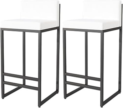 Schwarze Bar (2er-Pack), Bar In Thekenhöhe Mit Rückenlehne Und Fußstütze, Gepolsterte Bar Aus Samt Mit Metallfuß, Für Küche Frühstück Pub Cafe Home Esszimmerstuhl, A, Seat Height: 75cm von Generic