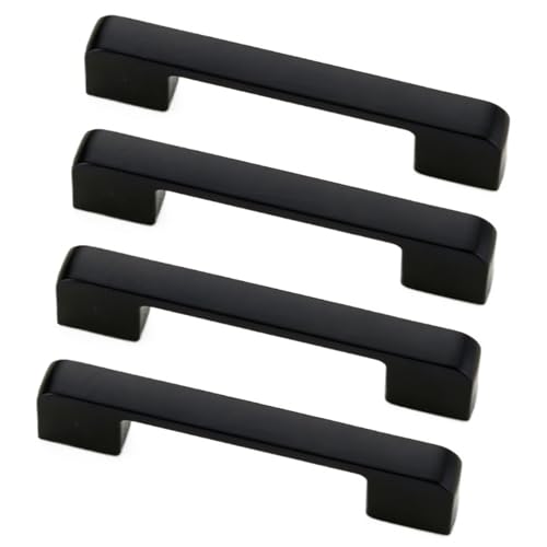 Schwarze Küchenschrankgriffe, 96–192 mm Lochabstand, Schrankgriffe, Schubladengriffe for Schränke, Kleiderschränke, Badezimmer, Edelstahl, 4er-Pack(B-160mm pitch) von Generic