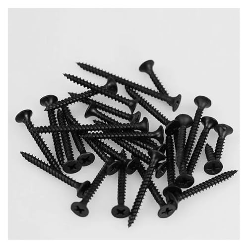 Schwarze selbstschneidende Kreuzschrauben M3.5, Feststellschrauben, Metall, geeignet for Trockenbau, Gipskarton und leichte Stahlträger(200pcs 50mm) von Generic