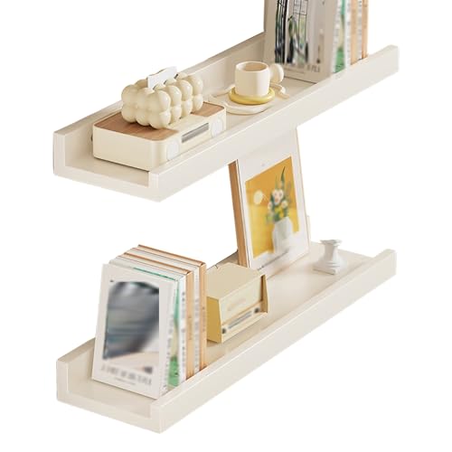 Schwebende Wandregale 2er-Set, Moderne Hängeregal mit Lippe, für Bilderrahmen und Dekorationen(White) von Generic