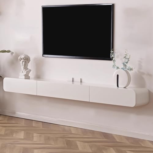 Schwebender TV-Ständer Mit Stauraum – Wandmontierter TV-Schrank Für Schlafzimmer, Wohnzimmer Und Hotel, Modernes TV-Möbel, Platzsparendes TV-Möbel(Weiß,160 * 24 * 18cm) von Generic