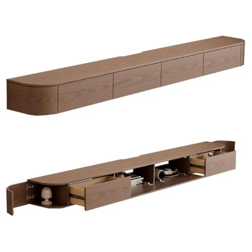 Schwebender TV-Ständer TV-Ständer Kabinett Schwebender TV-Ständer Wandmontiertes Unterhaltungszentrum TV Media Konsole Wandmontierte TV Nit Schwimmenden Schrank TV Stan TV Media(Brown,200*20*30cm) von Generic