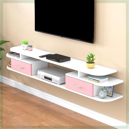 Schwebender TV-Ständer aus Holz mit Stauraum – wandmontierte Medienkonsole und Entertainment-Center für das Wohnzimmer, stilvolles rosa Design (63" x 9,5" x 11") von Generic