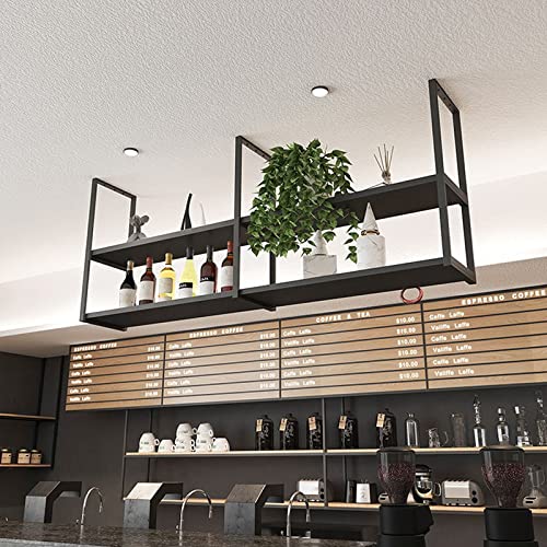 Schwebendes 2-lagiges Metallregal zur Deckenmontage für Weinflaschen, Pflanzen und Bücher, modernes Ausstellungsregal für Restaurant, Bar oder Café Schwebendes 2-lagiges Metallregal zur Deckenmontage für Weinflaschen, Pflanzen und Bücher, modernes Ausstellungsregal für Restaurant, Bar oder Café von Generic