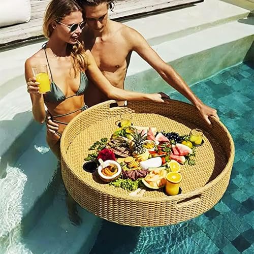 Schwebendes Tablett Rundes Serviertablett Für Schwimmer, Für Sandbänke, Spas Und Partys, Pool-Serving-getränke, Brunch, Essen Auf Dem Wassertisch, Apricot, 80cm Schwebendes Tablett Rundes Serviertablett Für Schwimmer, Für Sandbänke, Spas Und Partys, Pool-Serving-getränke, Brunch, Essen Auf Dem Wassertisch, Apricot, 80cm von Generic