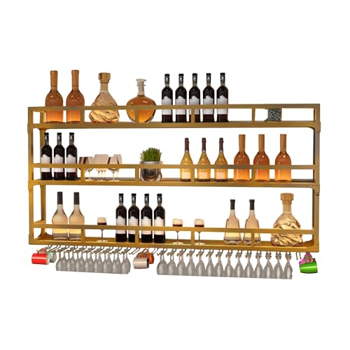 Schwebendes Wandweinregal mit LED-Licht Likör Flasche Display Regal Hängendes Weinglasregal Küche Wandregal Spirituosenschrank Barständer für Home Bar Cafe Restaurant Goldfarbe Schwebendes Wandweinregal mit LED-Licht Likör Flasche Display Regal Hängendes Weinglasregal Küche Wandregal Spirituosenschrank Barständer für Home Bar Cafe Restaurant Goldfarbe von Generic