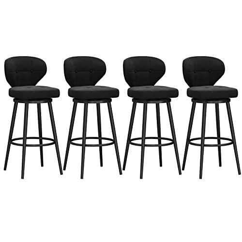 Schwenkbare Barhocker Barhocker Barhocker Set mit 4 modernen Barhocker in Samt Bank Höhe Barhocker mit Rücken für Zuhause Küche Insel Bar Esszimmer von Generic