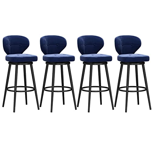 Schwenkbare Barhocker Barhocker Barhocker Set mit 4 modernen Barhocker in Samt Bank Höhe Barhocker mit Rücken für Zuhause Küche Insel Bar Esszimmer von Generic