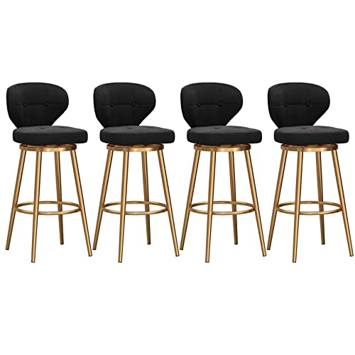 Schwenkbare Barhocker Barhocker Barhocker Set mit 4 modernen Barhocker in Samt Bank Höhe Barhocker mit Rücken für Zuhause Küche Insel Bar Esszimmer von Generic