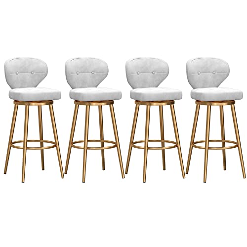 Schwenkbare Barhocker Barhocker Barhocker Set mit 4 modernen Barhocker in Samt Bank Höhe Barhocker mit Rücken für Zuhause Küche Insel Bar Esszimmer von Generic