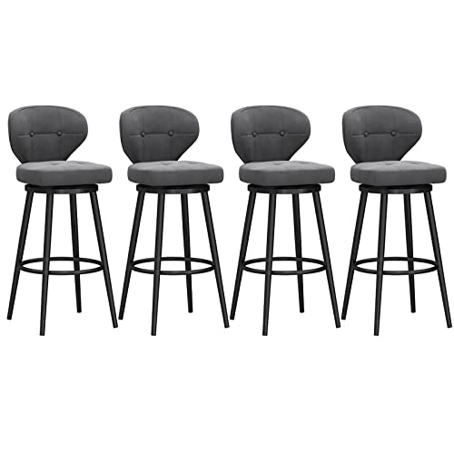 Schwenkbare Barhocker Barhocker Barhocker Set mit 4 modernen Barhocker in Samt Bank Höhe Barhocker mit Rücken für Zuhause Küche Insel Bar Esszimmer von Generic