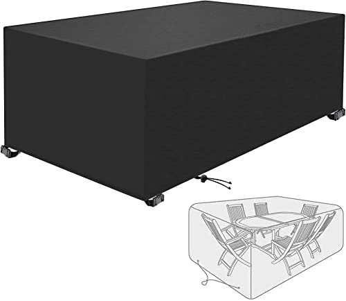 Schwenkbare Lenkrollen Outdoor Patio Möbel Set Abdeckungen 325X205X58Cm Wasserdicht Oxford 600D Material Heavy Duty Schutz für rechteckige Tisch und Stühle Rattan Möbel Gartenmöbel Bezüge von Generic