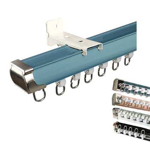 Schwerlast Gardinenstange Aluminium Vorhangschiene Stumme Vorhangstange Raumteiler-Deckenschiene für Wand oder Deckenmontage(Blue-Side,400cm(4 * 100cm)) von Generic