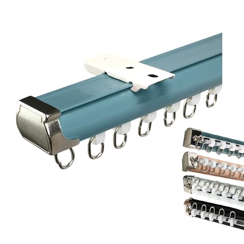 Schwerlast Gardinenstange Aluminium Vorhangschiene Stumme Vorhangstange Raumteiler-Deckenschiene für Wand oder Deckenmontage(Blue-top,400cm(4 * 100cm)) von Generic