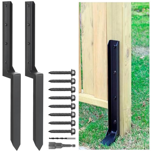 Schwerlast Stahl Zaunpfosten-Reparaturpfähle – 2er Set Bodenanker für schiefe/gebrochene Holzpfosten(2Pcs Steel Fence Post Repair Stakes) von Generic