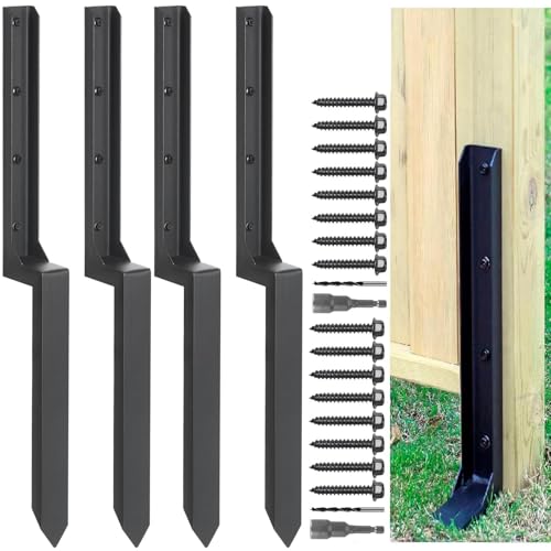 Schwerlast Stahl Zaunpfosten-Reparaturpfähle – 2er Set Bodenanker für schiefe/gebrochene Holzpfosten(4Pcs Steel Fence Post Repair Stakes) von Generic
