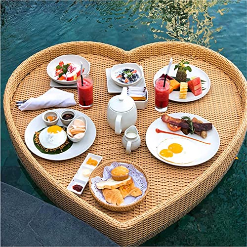 Schwimmendes Tablett in Herzform – für Pool-Spa und Strandpartys – perfekt zum Servieren von Getränken, Brunch und Speisen auf dem Wasser(Apricot) von Generic