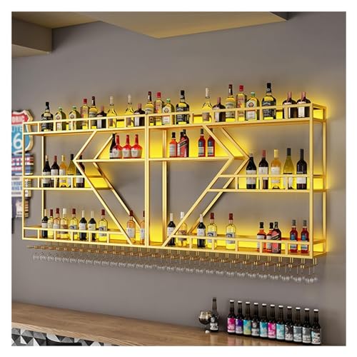 Schwimmendes Weinregal zur Wandmontage mit LED-Licht, Regal für Alkoholflaschen, moderne Barregale mit Glasständer, Weinregal aus Metall für die Dekoration von Bar zu Hause Schwimmendes Weinregal zur Wandmontage mit LED-Licht, Regal für Alkoholflaschen, moderne Barregale mit Glasständer, Weinregal aus Metall für die Dekoration von Bar zu Hause von Generic
